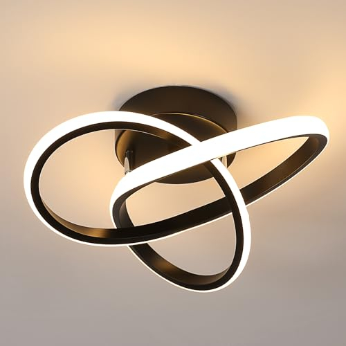 Comely LED Deckenleuchte, 30W 3375LM Moderne Deckenlampe, Aluminium LED Lampe für Wohnzimmer Schlafzimmer Flur Küche Balkon, Warmweißes Licht 3000K, 30cm, Schwarz
