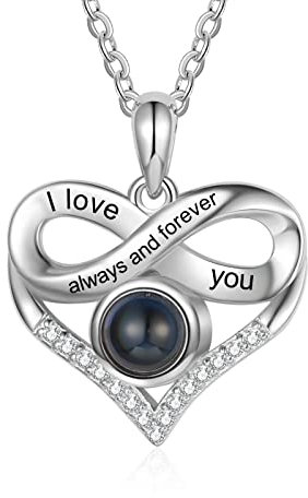 Lorajewel Personalisierte Kette Mit Bild - Projektion Foto Kette für Damen Herren - Geschenke für Mutter, Tochter, Freund, Frau, Freundin (D)