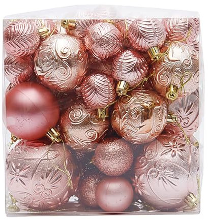 50 palline di Natale in plastica, per albero di Natale, decorazioni natalizie, matrimoni, feste, oro rosa