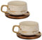INTIRILIFE Set di 2 tazze tazze in ceramica con design in marmo bianco e oro - da 200 ml a 300 ml - tazze da caffè con sottobicchieri in legno - tazze da tè idea regalo per caffè tè cacao latte