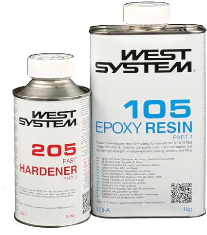 West System Epoxidharz Set | A-Pack 105-205A/206A | Reparatur Boot, Auto, Fahrzeugbau | Benetztung und Verklebung von Holz, GFK, etc. (105-206A (langsam))