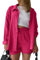 MSIYOW Femme Ensembles en Lin Chemise et Shorts 2 Pièces Vetement Décontractée Ensemble Été Femme Outfit (XL, Rose)