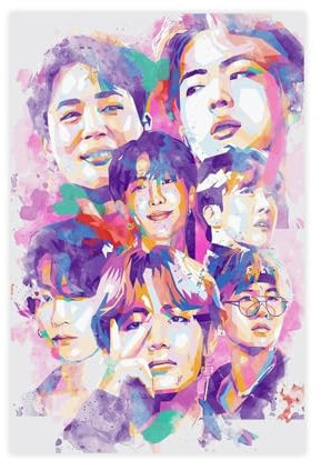 AmAzwi K-Pop BTS Poster auf Leinwand, Schlafzimmer, Dekoration, Sportlandschaft, Büro, Raumdekoration, Geschenk, ungerahmt: 20 x 30 cm