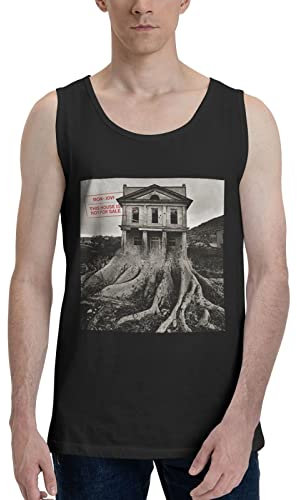 Bon Music Jovi Herren Tank Top Ärmellos Rundhals T-Shirt Casual Sport Stretchy T-Shirt, Schwarz , L