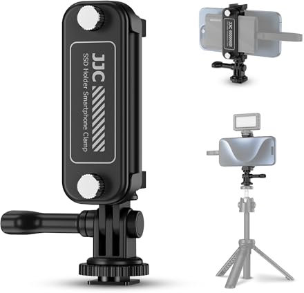 JJC Universelle SSD-Halterung, SSD-Halterung für Samsung T9, T7, T5, tragbare SSD, mit Handy-Clip, kompatibel mit iPhone, Samsung Galaxy, allen Handys und Kaltschuh-Halterung für Vlogging