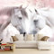 Papier Peint Panoramique Intissé Cheval Blanc Animal 200 x 140 cm Format personnalisé, Rose Poster Geant Mural, pour Salon Chambre Chambre d'enfants restaurant Décoration Murale