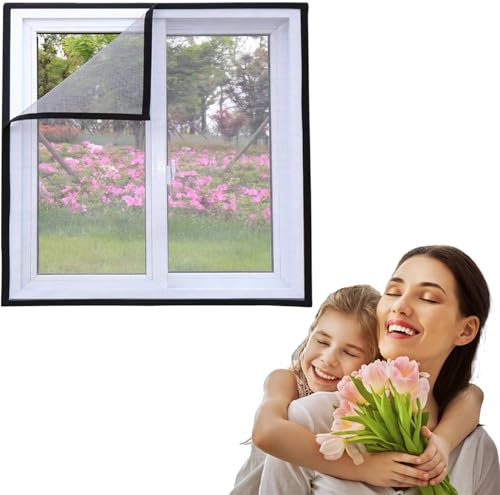 Zanzariera per finestra 70 x 70 cm, rete autoadesiva a rete, zanzariera