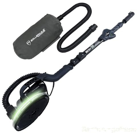 ZOLLERNALB Kormoran ECO+ con aspiratore integrato e LED da 3,8 kg, levigatrice a collo lungo, smerigliatrice per muro a secco, 1080 Watt, 1400-1950 mm, lunghezza levigatrice a collo corto