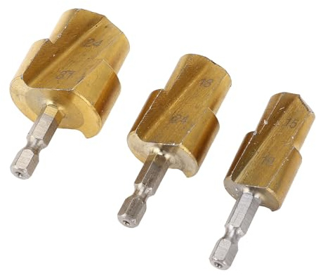 Punte per Alesatore per Tubi PPR 3 Pezzi, Kit di Punte per Trapano a Gradino per Espansore per Tubi in PVC in Acciaio Ad Alto Tenore di Carbonio, Codolo Esagonale 19mm 24mm 31mm