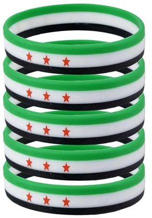 EHOTER Silikon-Armbänder mit syrischer Flagge, Gummi-Armbänder, weiß, grün, schwarz, Syrien-Flagge, Armbänder, unterstützt Syrien, freies Syrien-Armband für Outdoor-Sportarten und patriotische