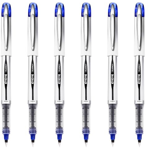 EYEYE Tintenroller, 0,7 mm, 6 Stück, mittlere Spitze, schnell trocknend, flüssige Tinte, feine Spitze, glattes Schreiben, Stifte für Journaling, Notizen, Büro, Schulbedarf