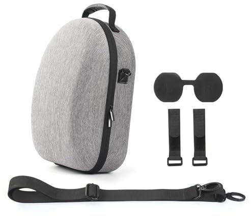 Chukamalilayi VR Headset-Controller-Tragetasche für Meta Quest 3 Objektivabdeckung, stoßfest, Reise-Tragetasche, Kabelbinder, kratzfest, Anti-Drop, mit Schultergurt für Meta Quest 3, grau