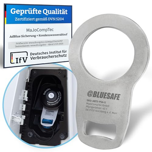 MaJoCompTec® ADBLUESAFE Tankdeckel Sicherung I Tanksicherung für AdBlue Tankverschluss Deckel I Zubehör Kastenwagen Camping Wohnmobil (Edelstahl Version, Sicherung Boxer + Jumper + Ducato)