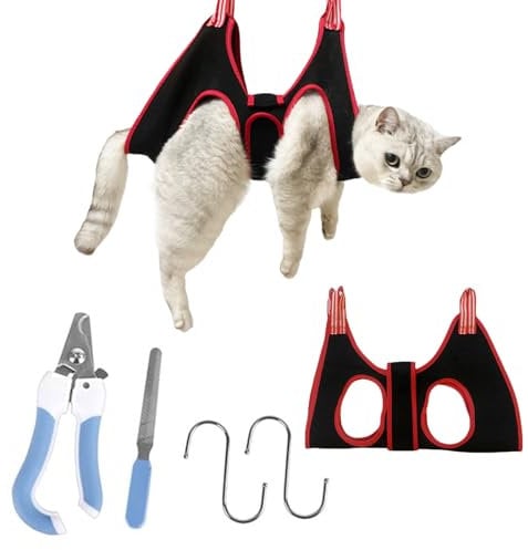 Hängematte zur Hundepflege Pet Grooming Hammock Kit für kleine Hunde und Katzen mit verbreitertem Gurt Hundepfleg Hangematt für Nagelknipsen und Haustierwäsche (Größe S)