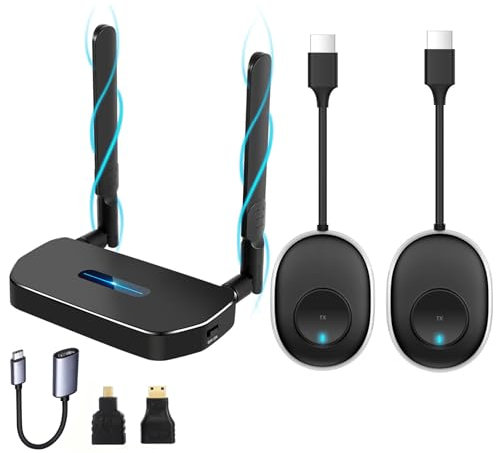 Émetteur et récepteur HDMI sans Fil 4K Kit,Deux émetteurs,Kit d'extension HDMI sans Fil,Diffusion vidéo/Audio 5G jusqu'à 50 m,pour PC/Ordinateur Portable/Appareil Photo sur Moniteur/Projecteur/TV HD