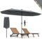 RELAX4LIFE Grand Parasol Double avec LED 4x2 M, Grand Parasol de Jardin Extérieur avec Manivelle, 12 Baleines, Toile Polyester Hydrofuge, Protection Solaire, Montage Facile pour Terrasse, Piscine