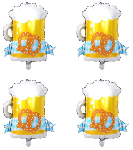 YUZNA 4 Stück Beer Balloons,Beer Foil Balloon,Giant Beer Aluminum Foil Balloons,Giant Beer Glass Foil Balloon for Birthday,Wedding,Beer-Themed Party,Festival Decoration(XXL)