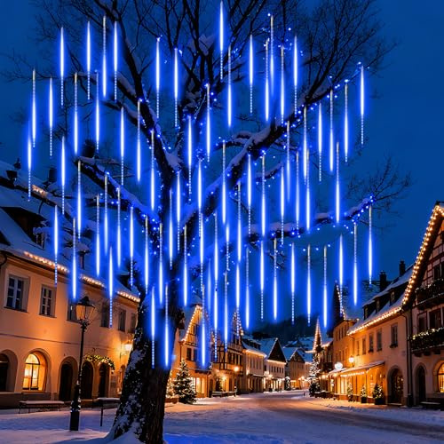 DoXtreme Meteor Shower Lights Outdoor, Christmas Lights 20 Tubes 960 LEDs IP65 Waterproof, 20x50cm for Party Wedding Tree Garden String Wedding Christmas Festival Decorations Blue