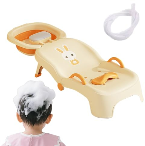 Acunny Stuhl zum Waschen der Haare | Faltbarer Shampoo-Sessel – verstellbare Kopfstütze zum Spülen für zu Hause, 0-10 Jahre, Mädchen, Badezimmer, Friseursalon