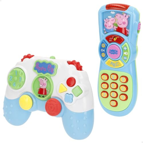 COLORBABY Peppa Pig 39161 Set de manettes interactives, Sons et mélodies, émet de la lumière, Piles incluses, Manette Console bébé, Jouets pour bébé, Jouet de première enfance, Cadeaux pour bébés 6
