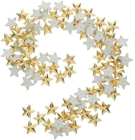 Cabilock 100 Stück Acryl Flachrückige Fünf eckige Strasssteine Goldfarben Robust Schmuckzubehör für DIY Kleidung Schuhe Taschen Dekoration Bastelsterne