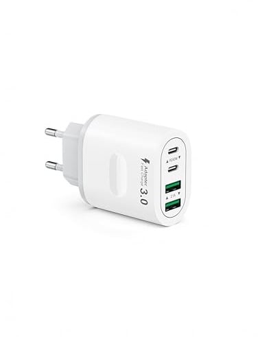 USB C Ladegerät, 4-Ports Mehrfachstecker 60W USB C Power Adapter USB Stecker PD 3.0 Schnellladegerät Netzteil USB Schnellladestecker für iPhone 16 15 14 13 12 11 Pro Max, iPad, Samsung,Handys