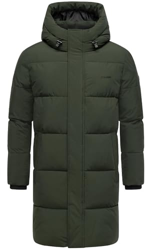 STONE HARBOUR Herren Steppmantel mit kuscheligem Fleece-Innenfutter warmer Wintermantel mit großer Kapuze Hadrieen XX S-3XL