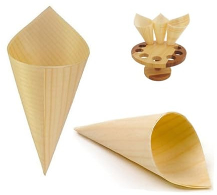 Toyvian 50 pièces Cornets Bois Jetables pour Glaces Apéritifs et Snacks de Fête Disposables Bois pour Présentation Élégante