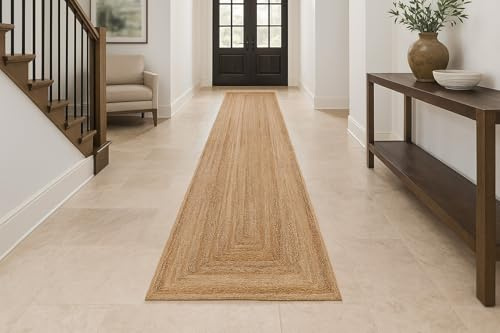 MY-RUG Jute Teppich Läufer 80 x 600 cm - Sisal-Teppich für das Wohnzimmer | Handgewebter Juteteppich aus Naturfaser, beidseitig nutzbarer Wendeteppich in Beige, Oeko-Tex zertifiziert & nachhaltig