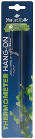 NatureHolic HangOn Thermometer - Analoges Hang-on Thermometer aquarium dekoration - Messbereich 0-40°C - Glas max 10mm