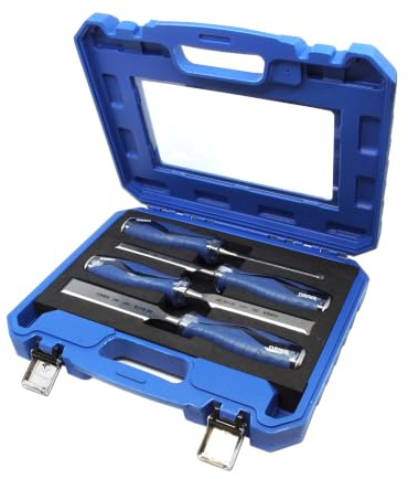 Narex Heavy Duty Impact Chisel Set with Plastic Case - 4-Piece Flat Chisel 6/12/20/26 mm