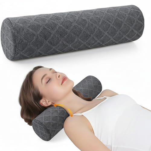 Pyxovixar Cervical Neck Roll Memory Foam Pillow,Bolster Pillows 17*3.1 | Neck Support Pillows for Sleeping,Round Bolster Pillow Cylinder for Bed,Back Lumbar Leg Yoga,Breathable Comfortable