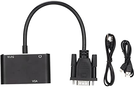 CHEOTIME VGA to HDMI and VGA Adapter for Dual Monitors, VGA to HDMI Adapter Splitter 2 in 1, 720P/1080P Full HD Display Video Converter for PC Laptop Link Monitor/HDTV/Projector