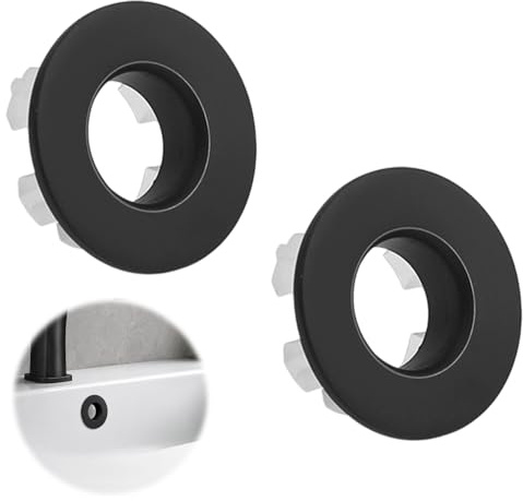 2 Stück überlaufring Waschbecken, Schwarz Sinken üBerlauf Ring, Waschbecken überlauf Abdeckung, für Waschtisch Loch mit Ø 22-24 mm Öffnung, für Küche und Badezimmer Spüle, Runde üBerlauf Abdeckung