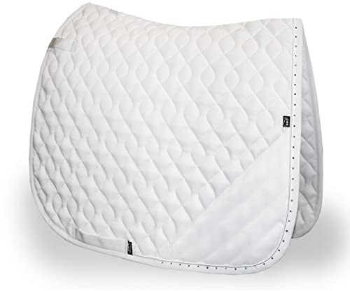Exklusive Dressurschabracke Turnierschabracke mit Strassbordüre, weiss, DR, Dressur, WB, von AIKO