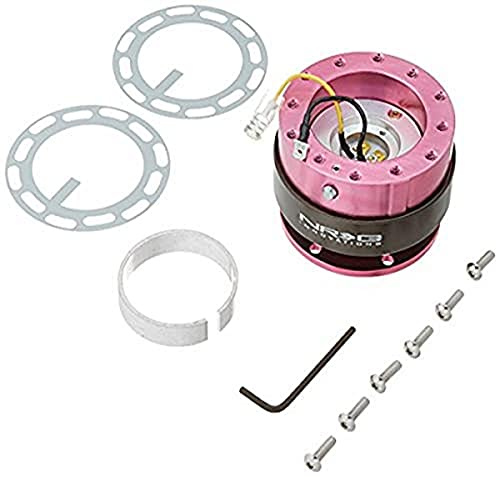 NRG Innovations Gen 2.0 Steering Wheel Quick Release Adapter 6-HOLE with Mounting Bolts (Pink Body/Titanium Chrome Ring), NRG-SRK-200PK