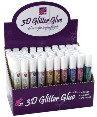 Glitz it 60-Piece 3D-Glitter Glue Pen Dispenser, Assorted Colours
