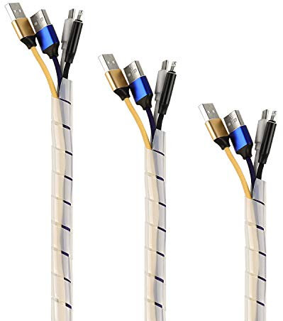 TPFNet 3er Pack Spiral Kabelschlauch 20-130mm Durchmesser, Kabel Organizer, Kabel verstecken, Kabel Kanal, Kabelkanal Schutz Kabelhülle, Kabelschutzschlauch Naturfarben, 10m