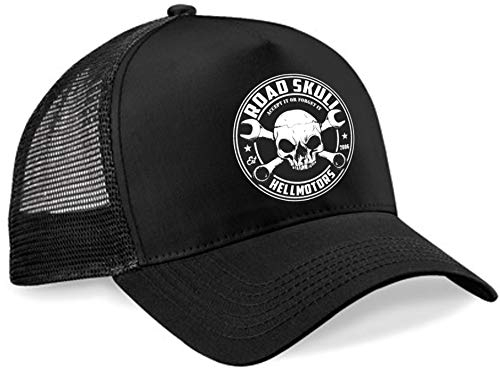 HELLMOTORS Road Skull Trucker Cap Hot Rod V8 Rockabilly schwarz