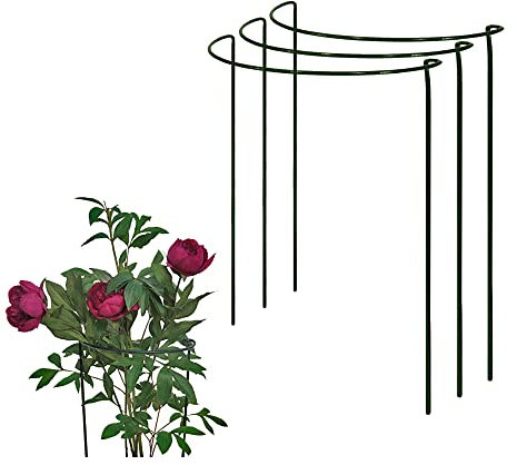 Bow Plant Supports for Peonies, Hydrangea, Roses, etc - Strong Metal Garden Supports - Interlinking to make rows, circles, cloverleaves, etc (Pack of 3 - Extra Large (100cm high x 44cm wide))