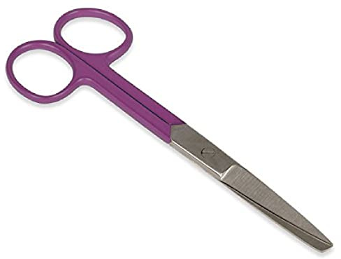 Gima - Gerade Schere für Krankenpfleger, spitze/stumpfe, aus rostfreiem Stahl, Violet, seidenglänzend und pulverbeschichtet, Länge 14 cm, zum professionellen Gebrauch