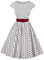 AXOE Femme Robe Vintage Années 50 Tissu Coton Respirant Coupe A-Line Ceinture Amovible Col Bateau Blanche à Pois Noir, Taille 46, XXL