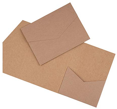 Pocketfold Karte B6/C6 - Einladung Hochzeit - Blanko, Kraftpapier Naturkarton (Kraft-braun, 25)