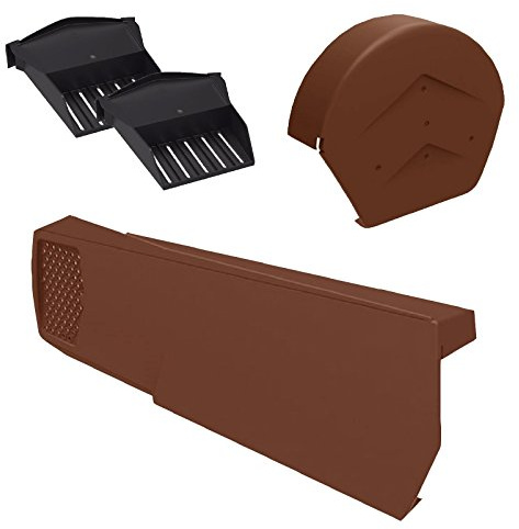 28 x Universal Terracotta Dry Verge Units, Round Ridge Cap & 2 x Starter Closure Kits