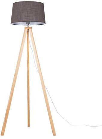 MiniSun | Modern Light Wood Tripod Design Floor Lamp with a Grey Tapered Shade | Floor Lamps & Torchieres, Home Décor & Improvement Essential