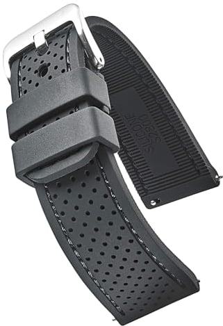 STUNNING SELECTION ALPINE Premium Quality Sporty Silicone Waterproof Watch Band with quick release - Soft Rubber Watch Strap - Assroted Colors - 20 mm, 22 mm and 24 mm (22MM, BLACK)