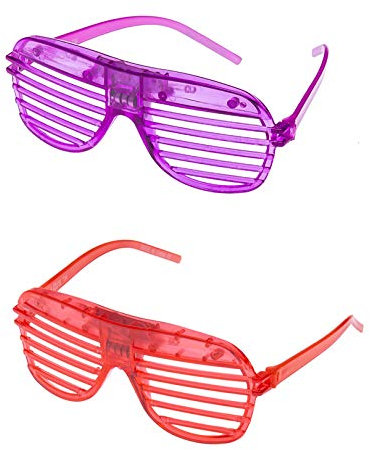 Ultra 1 Purple 1 Red LED Shutter Glasses - Party Flashing Glasses with Lights - Neon Glasses Rave Accessories - Futuristic LED Glasses 6 Colour Rave Glasses - Light Up Glasses - Glow LED Sunglasses