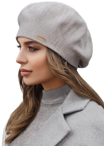 Braxton Tan – Warm gefütterte Wollmütze – braune Strickmütze – französische Paris-Mütze für Damen, Heller Kaffee, Einheitsgröße