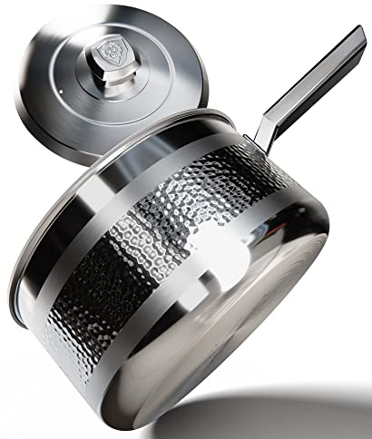 DALSTRONG 3L Sauce Pot - The Avalon Series - 5-Ply Copper Core - Hammered Finish - Silver Cookware- w/Lid & Pot Protector