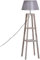 HOMCOM Stehlampe mit Regal, Skandinavische Standleuchte, Lampe, Leinen, Kiefernholz, Natur, Grau, 45 x 45 x 148 cm
